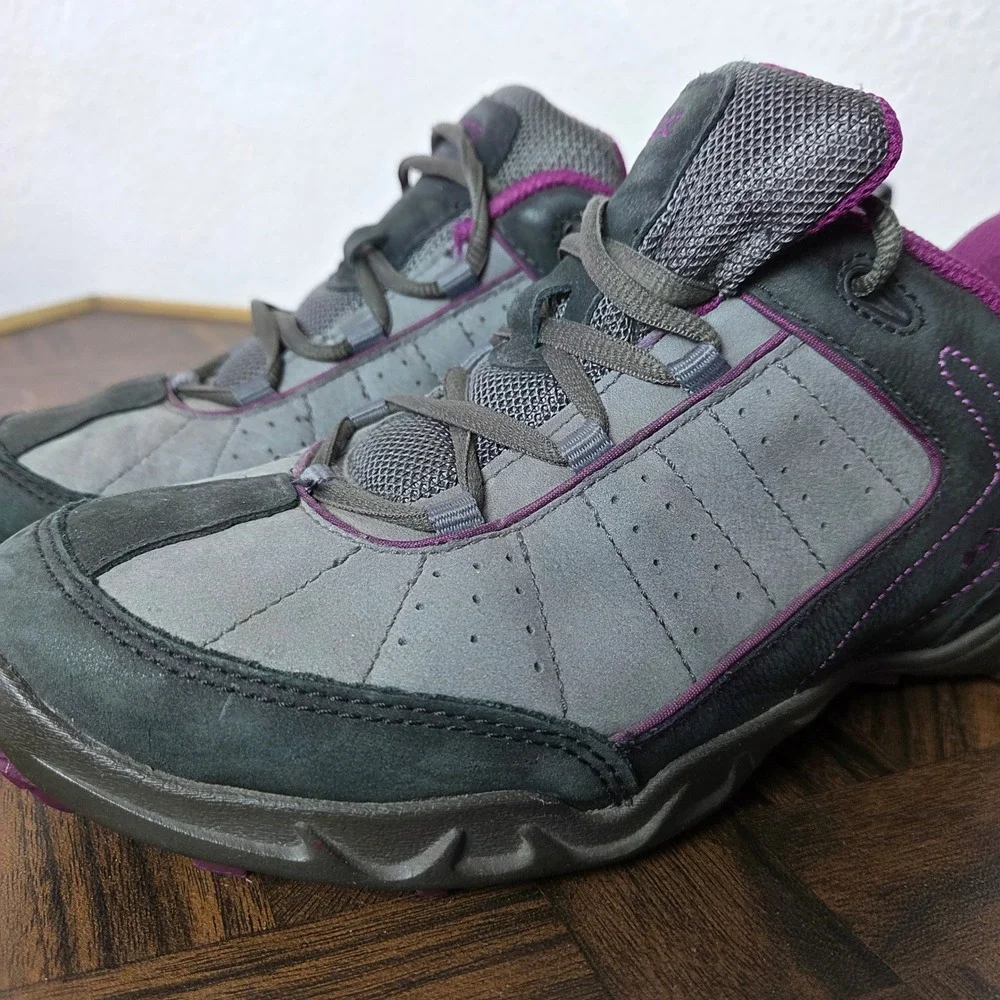 ECCO Walking‎ Shoes Leather Comfort Sneakers Gray Purple Womens 8 8.5 EU39